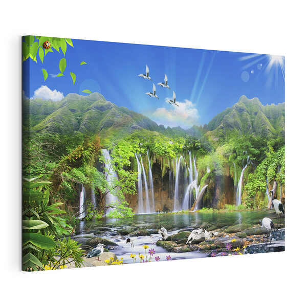 Cuadros Cuadros Cascadas tranquilas y aves que surcan los cielos (SKU: s03428)