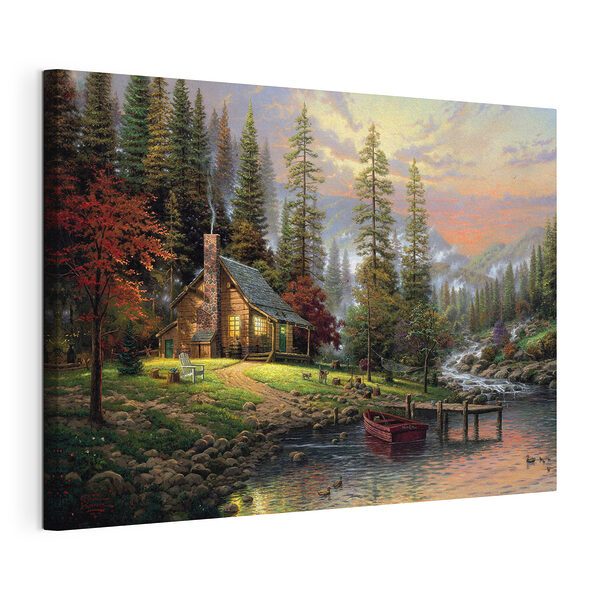 Cuadros Cuadros Acogedora cabaña junto a un río tranquilo (SKU: s15556)