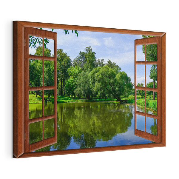 Cuadros Vista de un estanque a través de una ventana