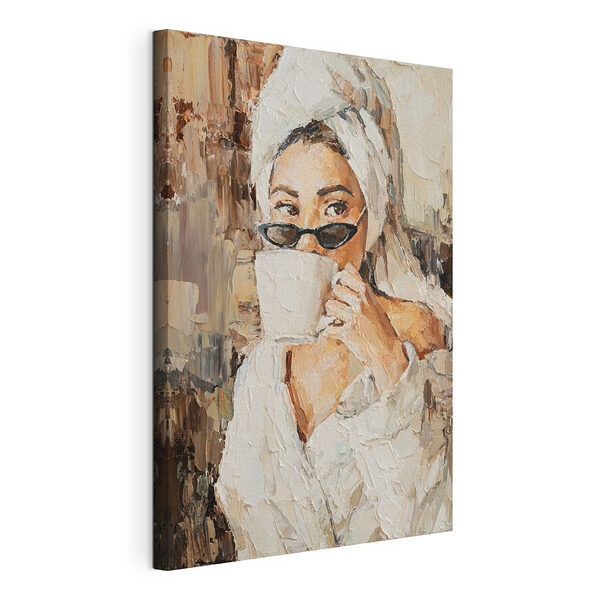 Cuadros Cuadros Cuadro de una mujer sosteniendo una taza (SKU: s25964)