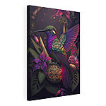 Cuadros Un colibrí de colores vivos entre flores exóticas