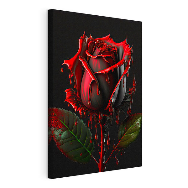 Rosa roja con pétalos oscuros y chorreantes Cuadros Rosa roja con pétalos oscuros y chorreantes