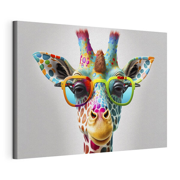 Una jirafa de colores que luce unas gafas de sol muy originales Cuadros Una jirafa de colores que luce unas gafas de sol muy originales