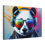 Cuadros Un panda con auriculares y gafas de sol