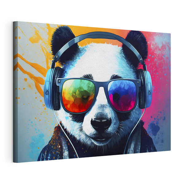 Un panda con auriculares y gafas de sol Cuadros Un panda con auriculares y gafas de sol