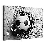 Cuadros Un balón de fútbol atraviesa una pared
