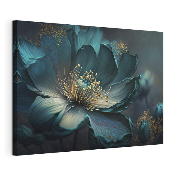 Cuadros Cuadros Flor de color verde azulado brillante con detalles resplandecientes (SKU: s34854)