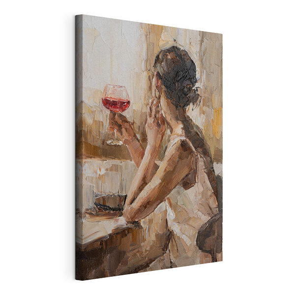 Cuadros Cuadros Cuadro de una mujer con una copa de vino en la mano (SKU: s34590)