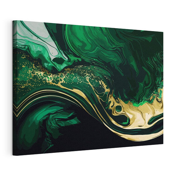 Cuadros Cuadros Motivo abstracto de remolinos en verde y negro (SKU: s35444)