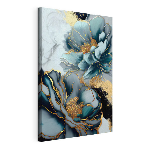 Cuadros Elegante diseño floral con toques metalizados