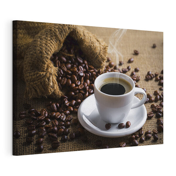 Cuadros Cuadros Una taza de café y una bolsa de café en grano (SKU: s37172)