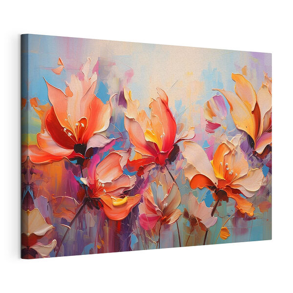 Cuadros Cuadro de flores sobre fondo azul