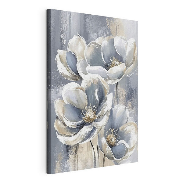Cuadros Cuadro de flores sobre fondo gris