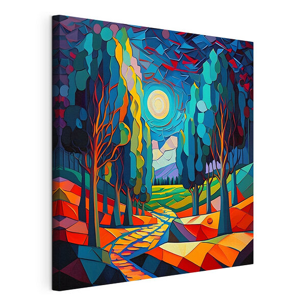 Cuadros Paisaje colorido con árboles y un sendero