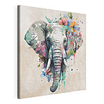 Cuadros Elefante rodeado de flores de colores