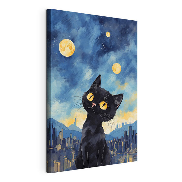 Cuadros Gato negro con ojos amarillos