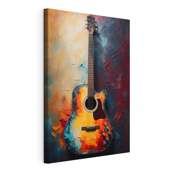 Cuadros Una guitarra llena de energía sobre un fondo abstracto