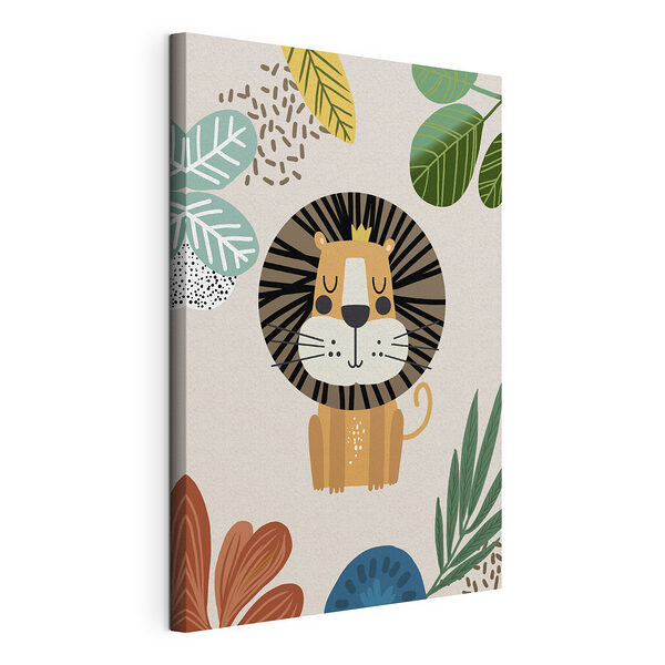 León de dibujos animados con una corona Cuadros León de dibujos animados con una corona