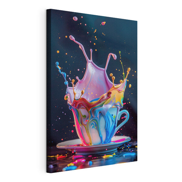 Un líquido de colores que salpica dentro de una taza Cuadros Un líquido de colores que salpica dentro de una taza