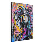 Cuadros Graffiti de una mujer con auriculares
