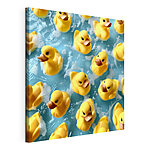 Cuadros Grupo de patitos de goma amarillos en una piscina