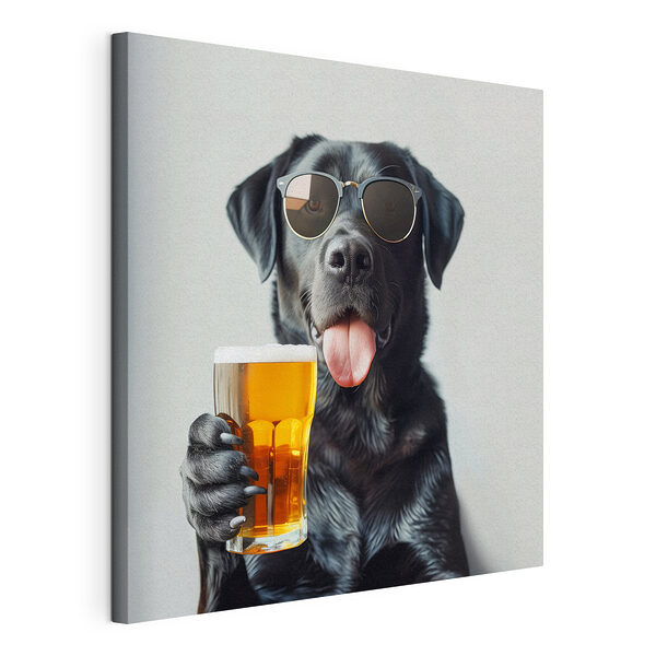 Cuadros Perro con gafas de sol y un vaso de cerveza en la boca (SKU: s39470) Cuadros Cuadros Perro con gafas de sol y un vaso de cerveza en la boca (SKU: s39470)