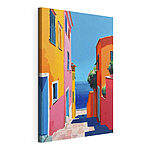 Cuadros Edificios de colores y una masa de agua