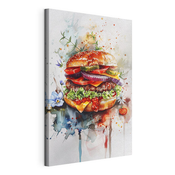 Cuadros Acuarela de una hamburguesa