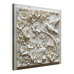 Cuadros Escultura blanca de pájaros y flores