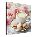 Cuadros Una taza de café y unas galletas en un plato