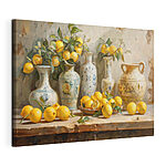 Cuadros Cuadro de limones y jarrones sobre una mesa