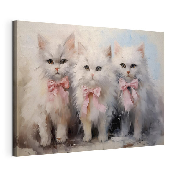Cuadros Cuadros Grupo de gatos blancos con lazos rosas (SKU: s39826)
