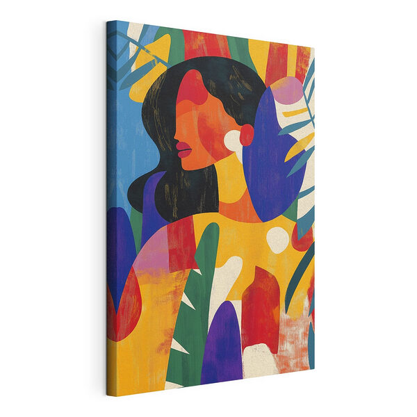 Cuadros Mujer con hojas de colores