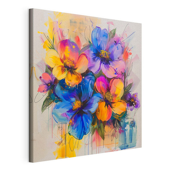 Cuadros Pintura de flores sobre una superficie blanca