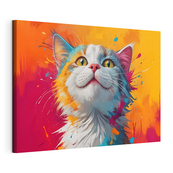 Gato con salpicaduras de pintura de colores Cuadros Gato con salpicaduras de pintura de colores