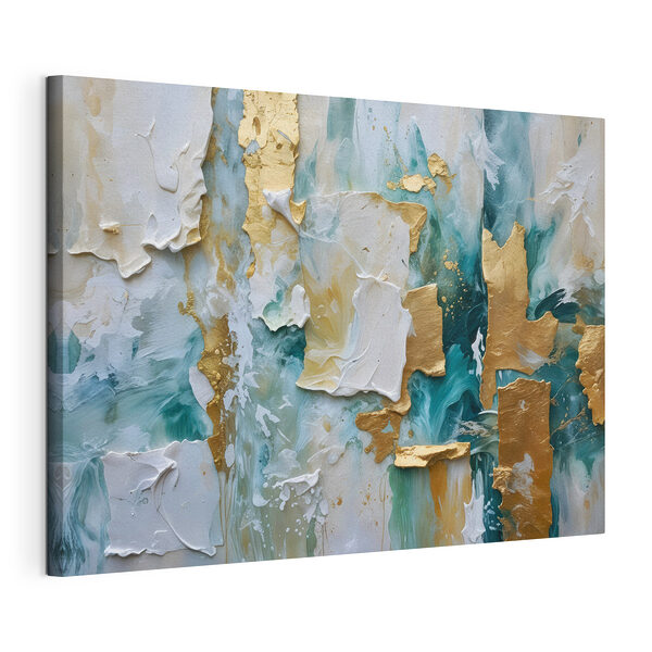 Cuadros Elegancia abstracta en tonos crema y verde azulado