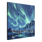 Cuadros Aurora boreal sobre una montaña nevada