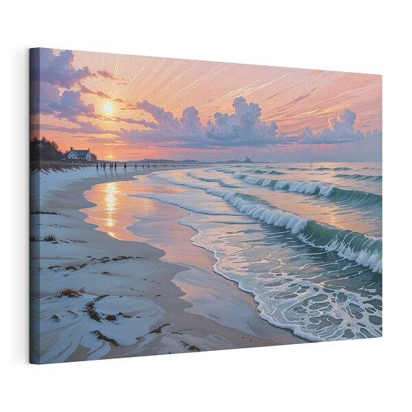 Cuadros Cuadros Playa con olas y gente en ella (SKU: s40606)