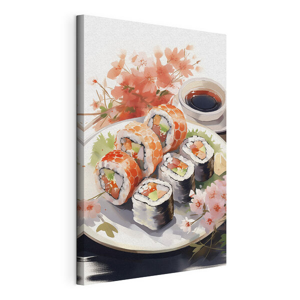 Cuadros Plato de sushi y salsa