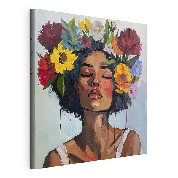 Cuadro de una mujer con flores en el pelo Cuadros Cuadro de una mujer con flores en el pelo