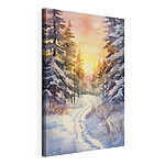 Cuadros Pintura en acuarela de un bosque nevado