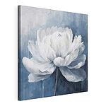 Cuadros Flor blanca sobre fondo azul