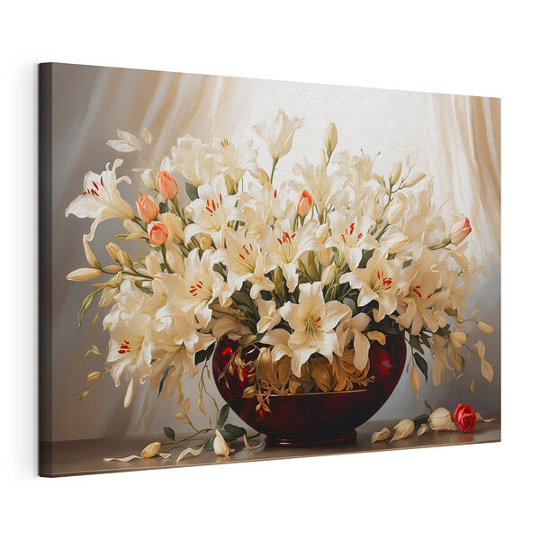 Cuadros Jarrón con flores blancas