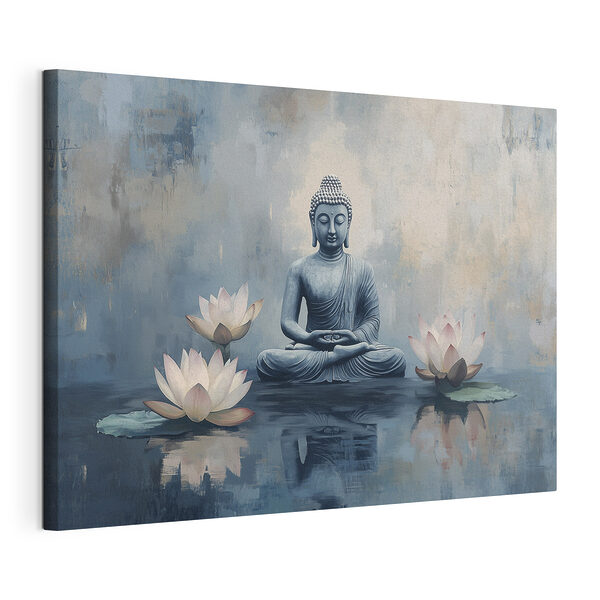 Cuadros Cuadros Estatua de un Buda sentado en posición de loto, rodeado de agua (SKU: s41891)