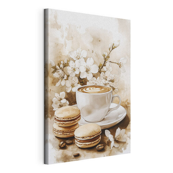 Una taza de café y unos macarrones Cuadros Una taza de café y unos macarrones