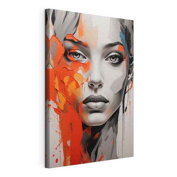 Cuadros Cuadro de una mujer con pintura naranja en la cara