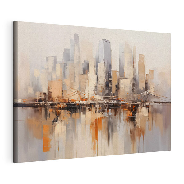 Cuadros Cuadros Cuadro de una ciudad con un puente sobre el agua (SKU: s43168)