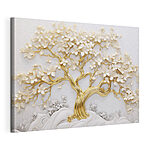 Cuadros Árbol con hojas y flores blancas