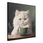 Cuadros Gato con una taza en la boca