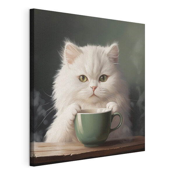 Gato con una taza en la boca Cuadros Gato con una taza en la boca